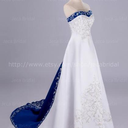 White And Royal Blue Wedding Dress Alternative..
