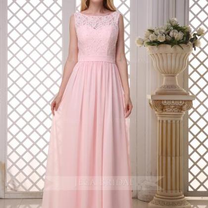 Lace Bateau Neckline Modest Bridesmaid Dress..