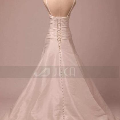 V-neckline Simple Wedding Dress Chic Wedding Dress..