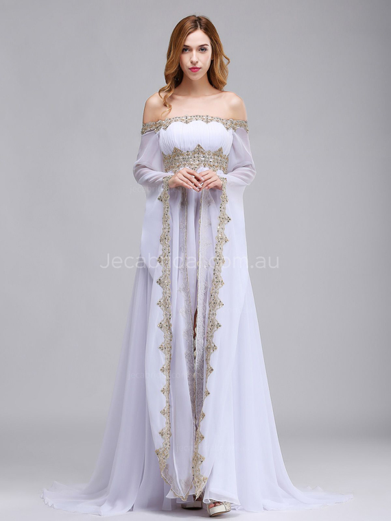 Off The Shoulder Medieval Wedding Dress Woodland Wedding Dress W1064
