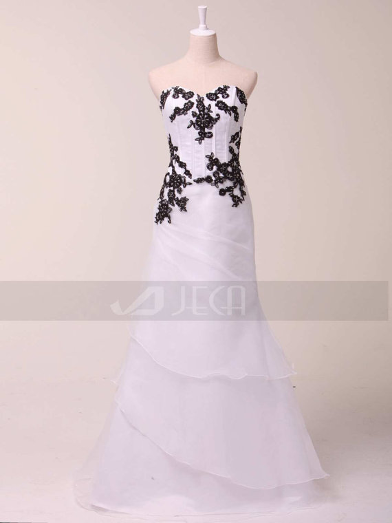 Black And White Wedding Dress Soft Gothic Wedding Dress Colored Wedding Dress For An Alternative Wedding W813