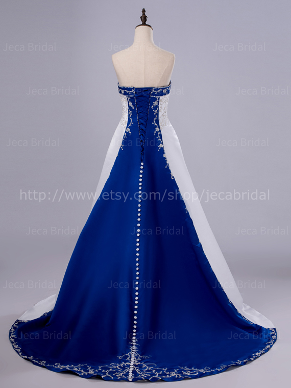 White And Royal Blue Wedding Dress Alternative Wedding Dress ...